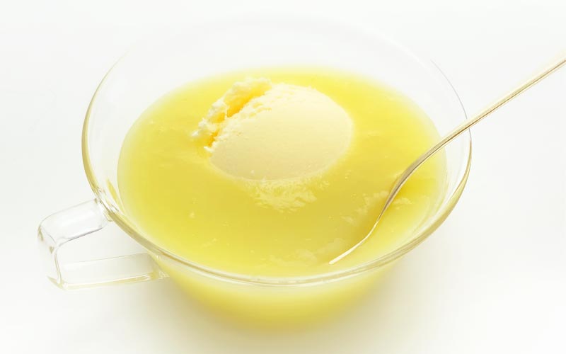 マスクメロンピューレとバニラアイス