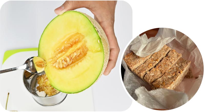 マスクメロンの種を使ったプロテインバー