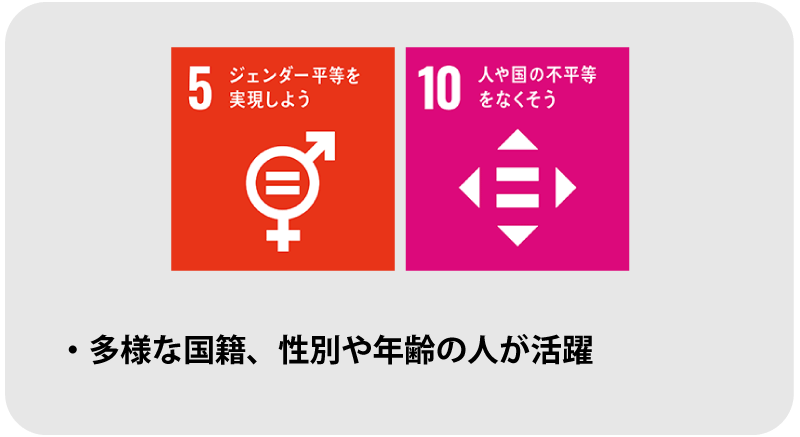 多様な国籍、性別や年齢の人が活躍