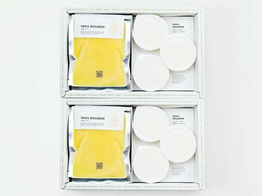 マスクメロンのピューレ3袋と高知のバニラアイス3個【2箱】